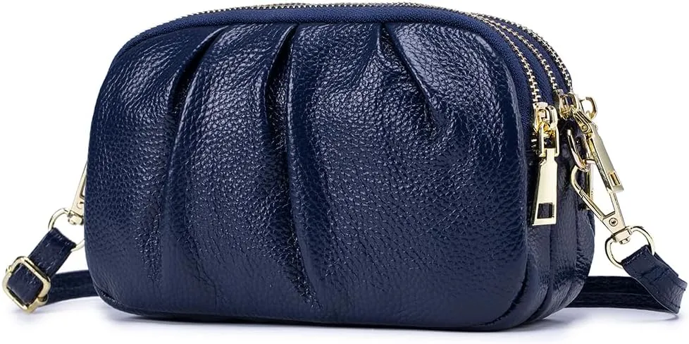 Small Crossbody Bag for Women Trendy，Genuine Leather Crossbody Cell Phone Purse with Triple Compartments.