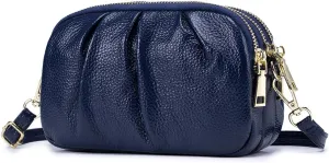 Small Crossbody Bag for Women Trendy，Genuine Leather Crossbody Cell Phone Purse with Triple Compartments.