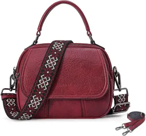Small Crossbody Bags Purse for Women,Vegan Leather Shoulder Handbags Women Top Handle Satchel Bag with 2pcs Strap