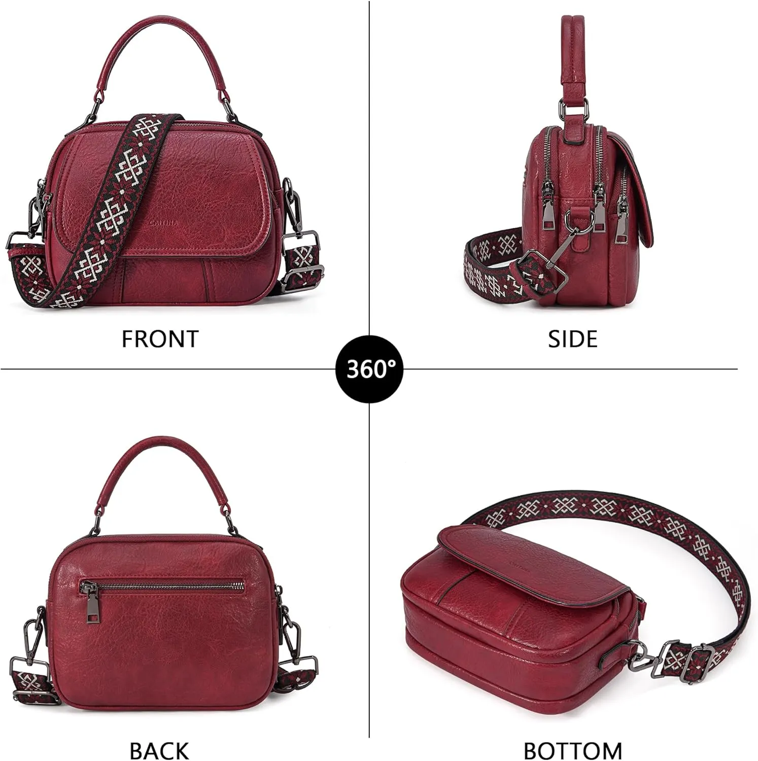 Small Crossbody Bags Purse for Women,Vegan Leather Shoulder Handbags Women Top Handle Satchel Bag with 2pcs Strap