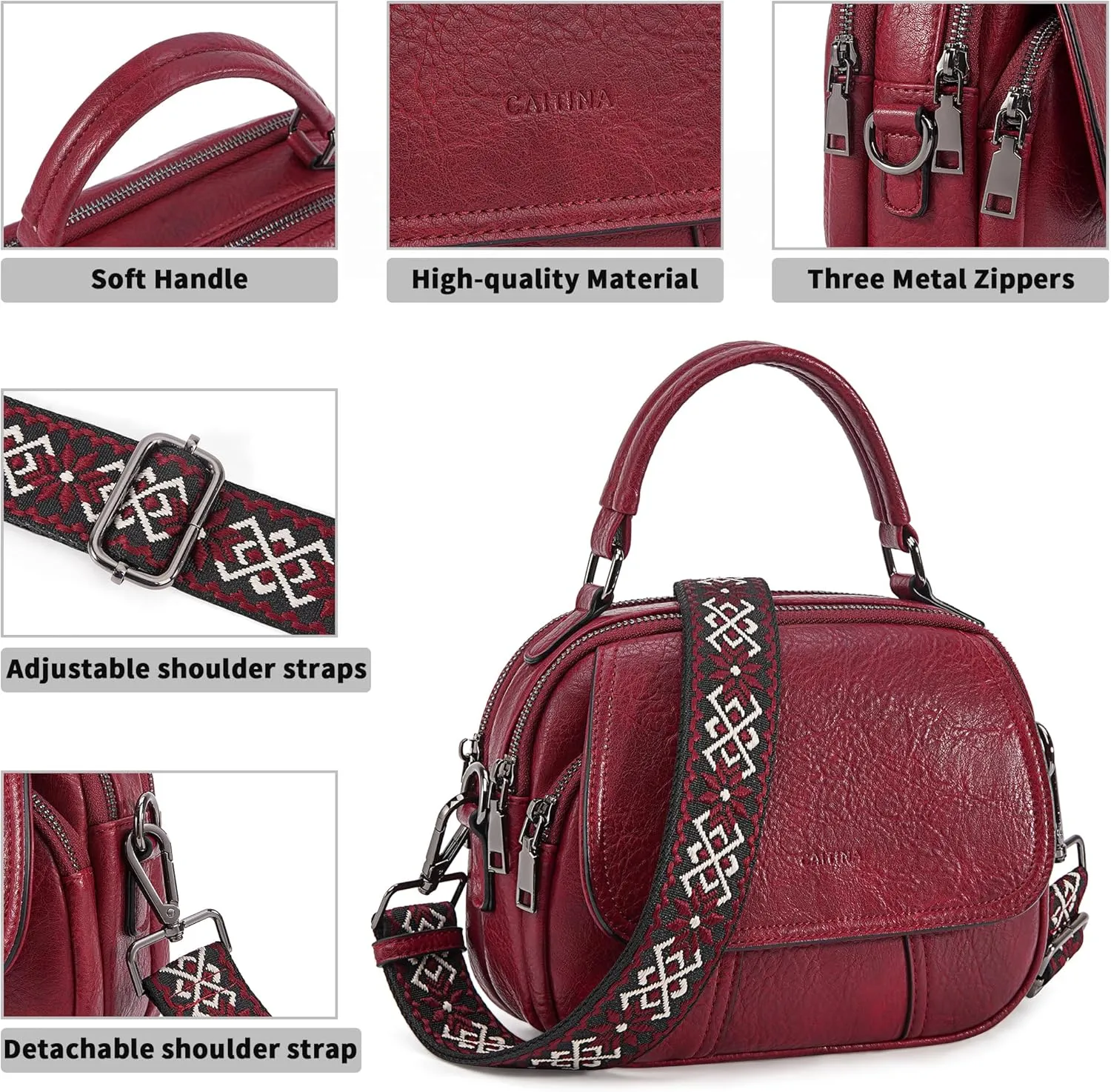 Small Crossbody Bags Purse for Women,Vegan Leather Shoulder Handbags Women Top Handle Satchel Bag with 2pcs Strap