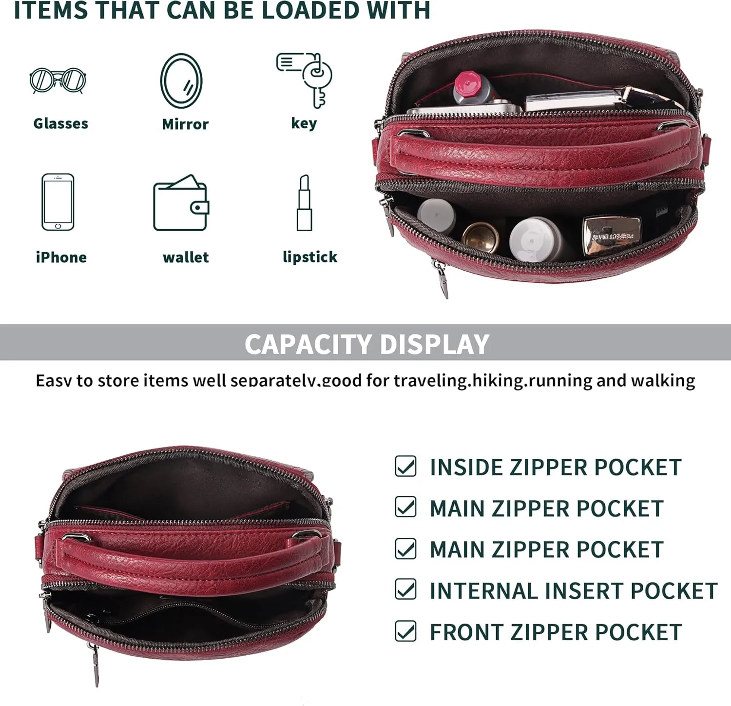 Small Crossbody Bags Purse for Women,Vegan Leather Shoulder Handbags Women Top Handle Satchel Bag with 2pcs Strap