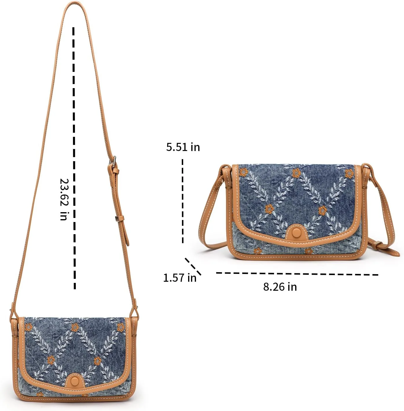 Small Jean Demi Purse Denim Crossbody Bags for Women Denim Handbag Cross Body Shoulder Bags Design for Woman