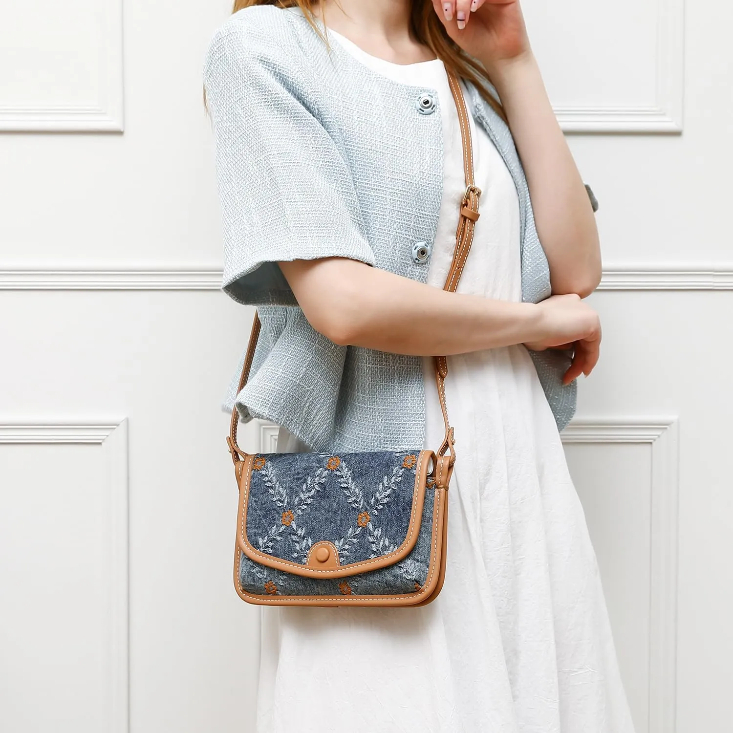 Small Jean Demi Purse Denim Crossbody Bags for Women Denim Handbag Cross Body Shoulder Bags Design for Woman