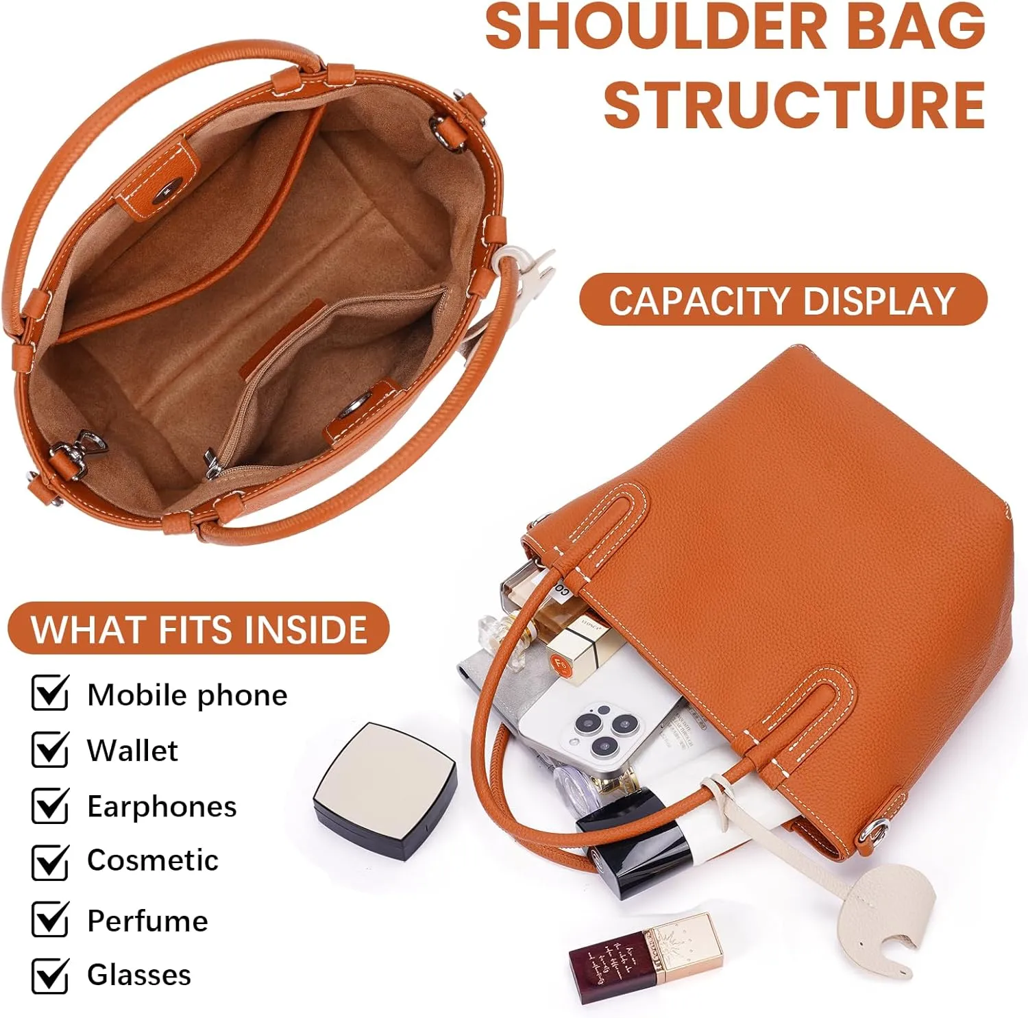 Small Leather Tote Bag for Women Mini Luxury Bucket Bags Vintage Crossbody Bags Trendy Handbags Satchel Shoulder Purse