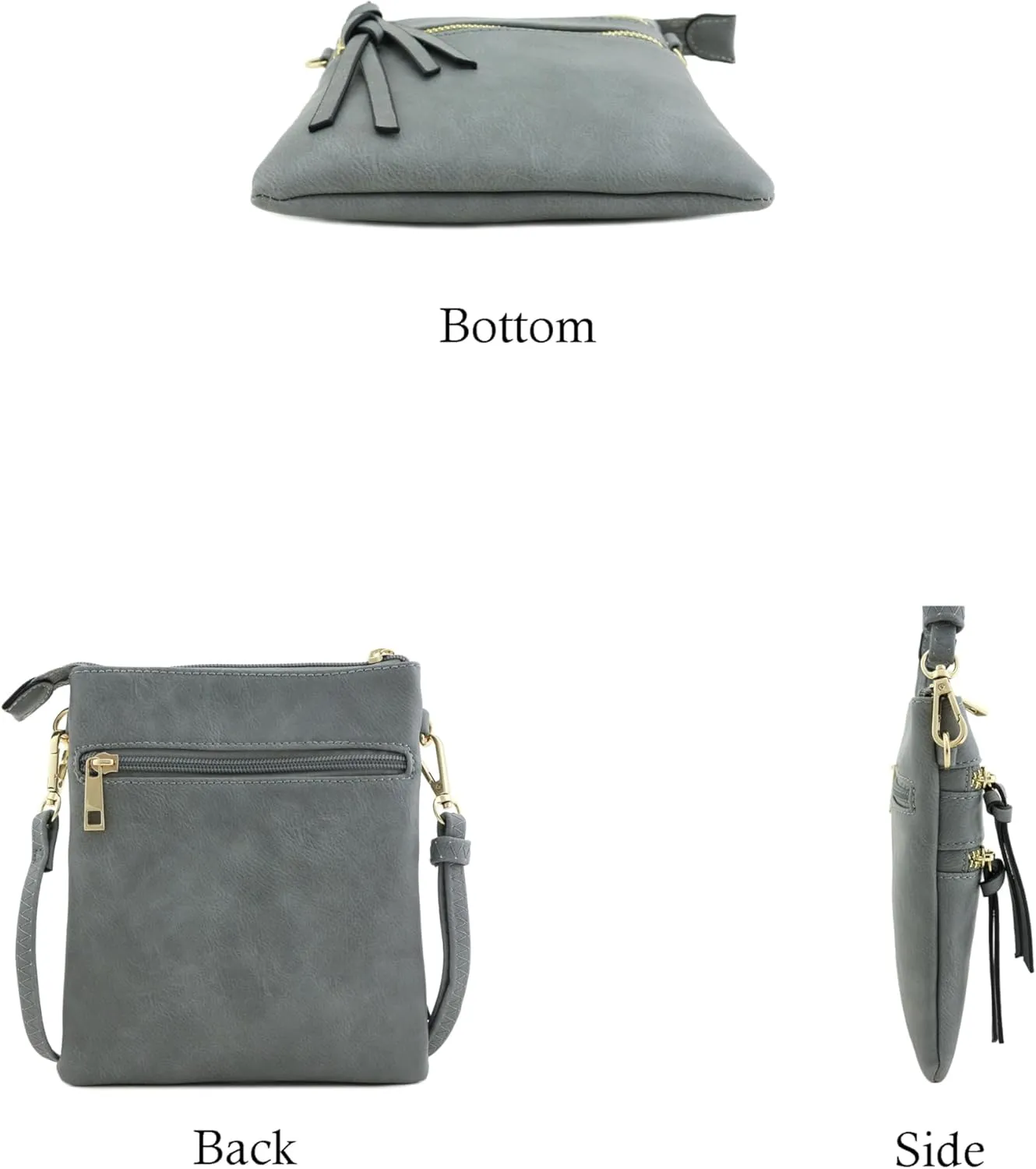 Small Lightweight Shoulder Bag for Women, Mini Multi Zipper Pocket Crossbody Handbag with Adjustable strap