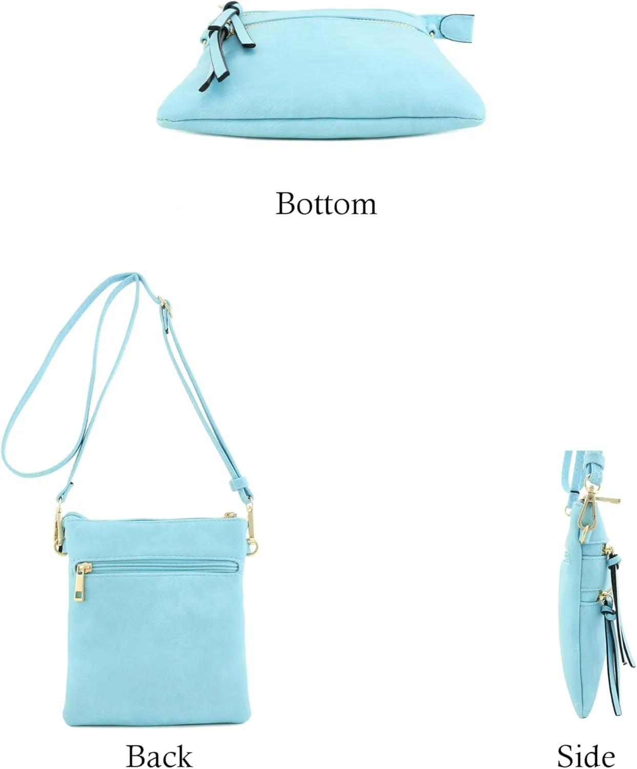 Small Lightweight Shoulder Bag for Women, Mini Multi Zipper Pocket Crossbody Handbag with Adjustable strap