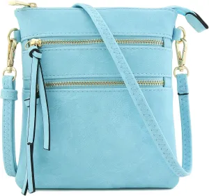Small Lightweight Shoulder Bag for Women, Mini Multi Zipper Pocket Crossbody Handbag with Adjustable strap