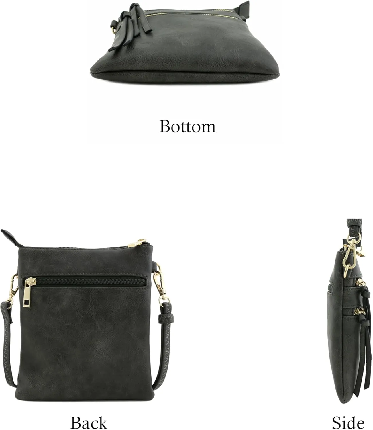 Small Lightweight Shoulder Bag for Women, Mini Multi Zipper Pocket Crossbody Handbag with Adjustable strap