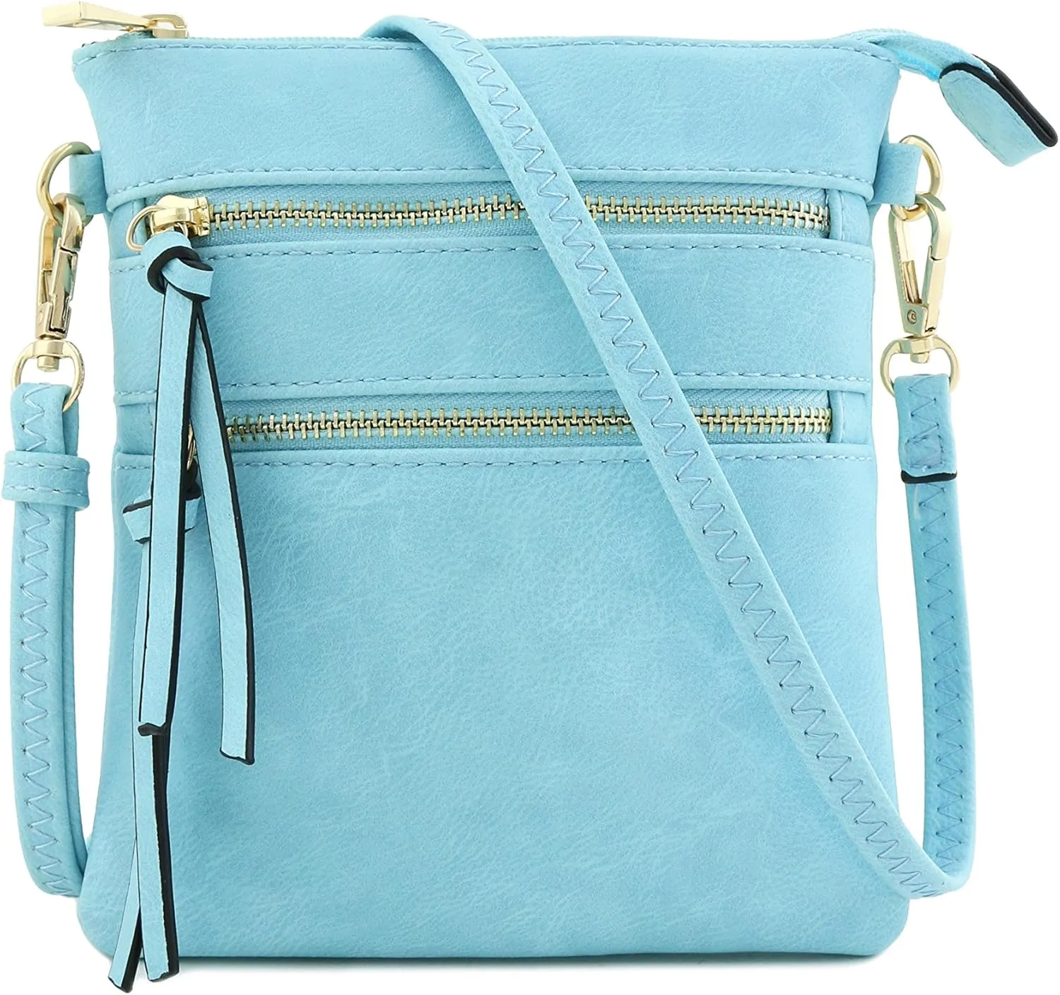 Small Lightweight Shoulder Bag for Women, Mini Multi Zipper Pocket Crossbody Handbag with Adjustable strap