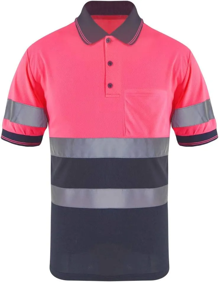 SMASYS Safety Polo Shirt- Reflective Construction Hi-viz Work Wear t Shirts with Pockets for Women and Men