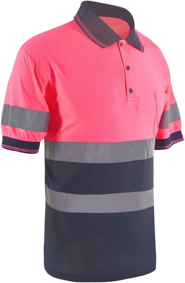 SMASYS Safety Polo Shirt- Reflective Construction Hi-viz Work Wear t Shirts with Pockets for Women and Men
