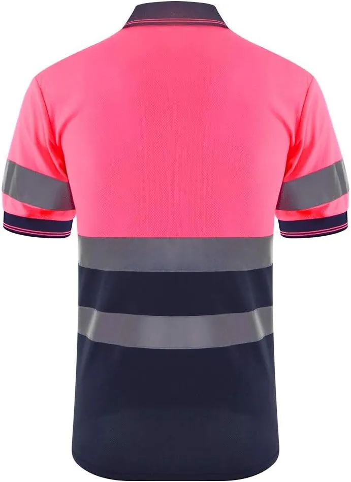 SMASYS Safety Polo Shirt- Reflective Construction Hi-viz Work Wear t Shirts with Pockets for Women and Men