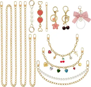 SMUOBT 12Pcs Purse Strap Extender Chain, Gold Metal Purse Charms Bag Charms for Handbags DIY Accessories Keychain for Women