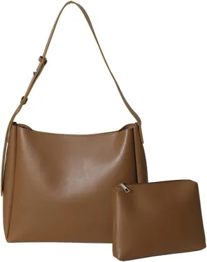 Soft Vegan Leather Bucket Tote Bag for Women Large Shoulder Crossbody Purse Casual Working Handbag Satchel 2pcs