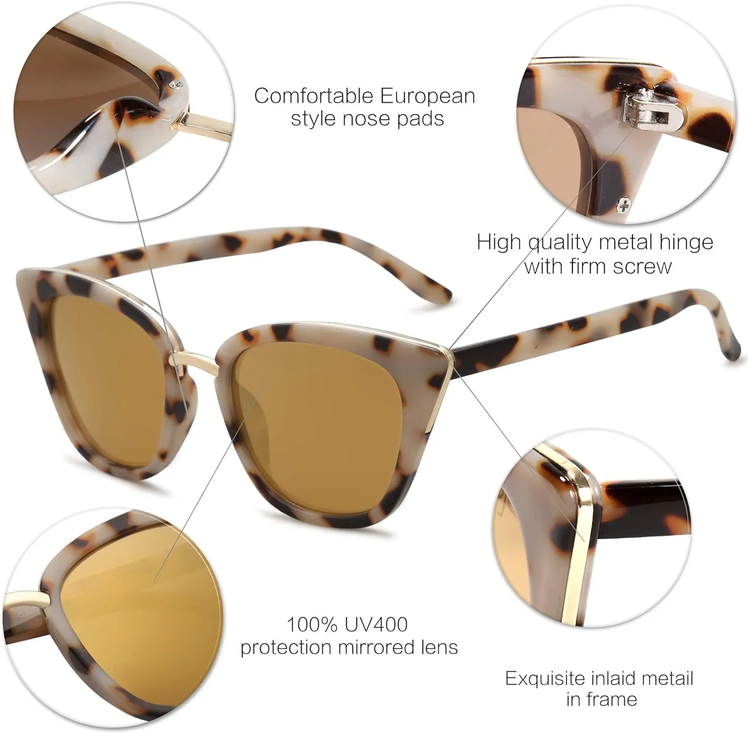 SOJOS Cat Eye Designer Sunglasses Fashion UV400 Protection Glasses SJ2052