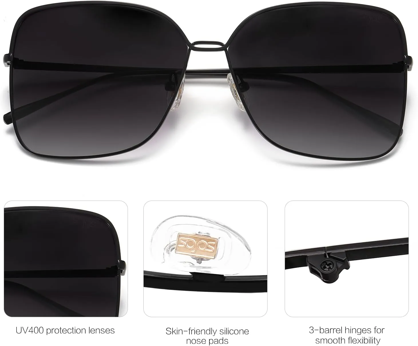 SOJOS Classic Trendy Square Oversized Sunglasses Womens Mens UV400 Big Large Designer Shades SJ1082