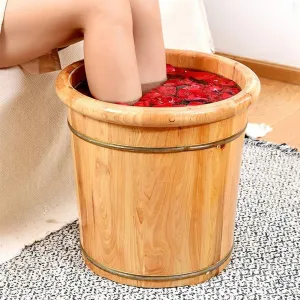 Solid Wooden Foot Soaking Tub, Pedicure Foot Spa Deep Soaking Barrel, Wooden Foot Bath Basin for Soaking Feet, Pedicure Foot Spa Bucket, Long Lasting Insulation And Deepening Foot Bucket