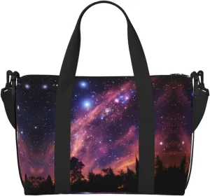 Space Galaxy with Telescope print Crossbody Shoulder Bag Large Weekender Overnight Hand Bag Shopping Work Handbag