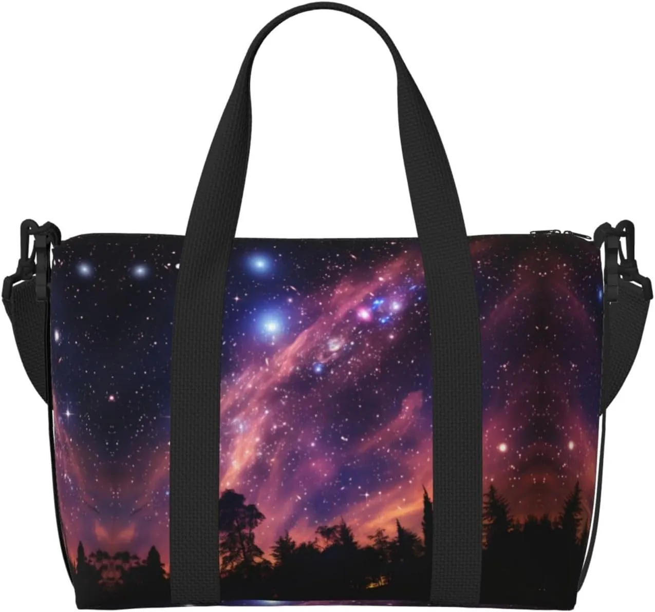 Space Galaxy with Telescope print Crossbody Shoulder Bag Large Weekender Overnight Hand Bag Shopping Work Handbag