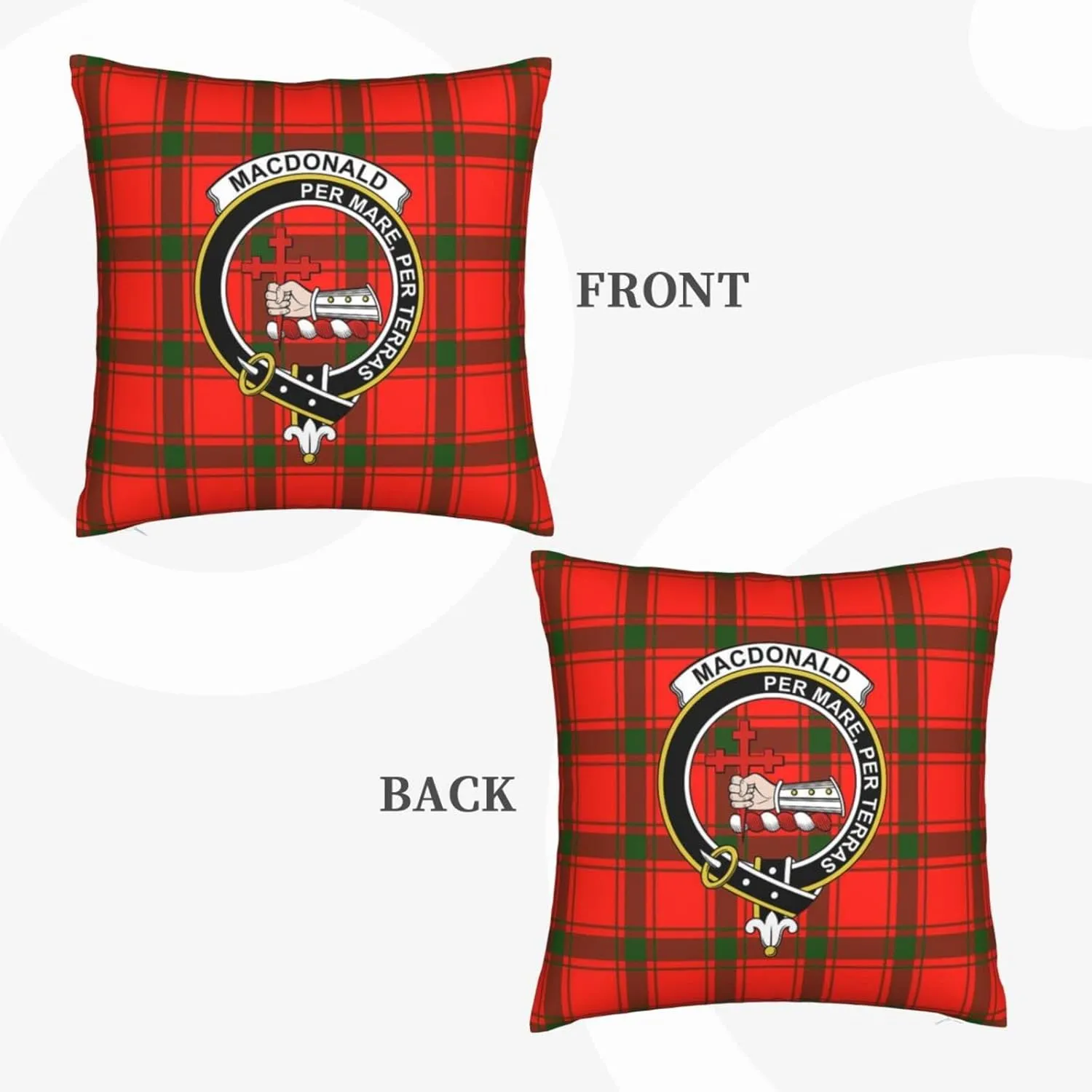Square Throw Pillow Covers Macdonald of Sleat Tartan Clan Badge Cushion Case for Sofa Bedroom Car Decorative 18x18 Inch