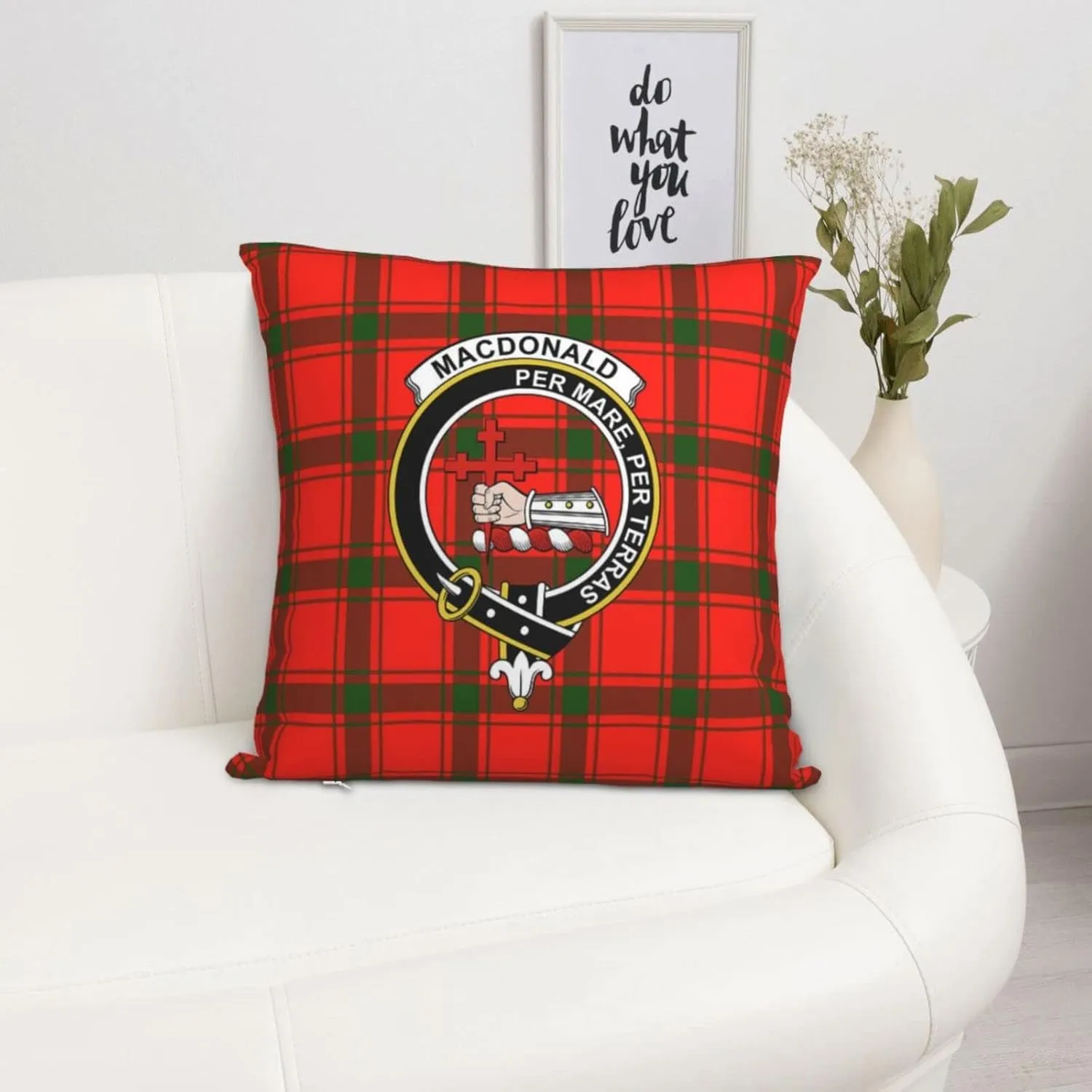 Square Throw Pillow Covers Macdonald of Sleat Tartan Clan Badge Cushion Case for Sofa Bedroom Car Decorative 18x18 Inch