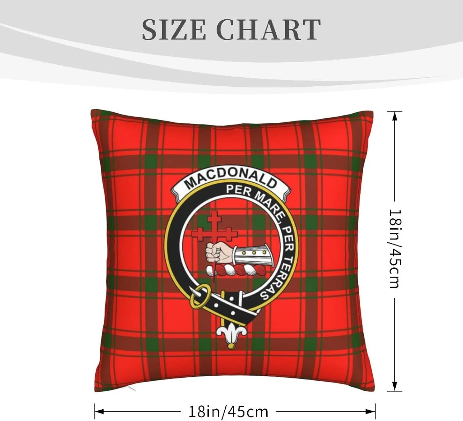 Square Throw Pillow Covers Macdonald of Sleat Tartan Clan Badge Cushion Case for Sofa Bedroom Car Decorative 18x18 Inch