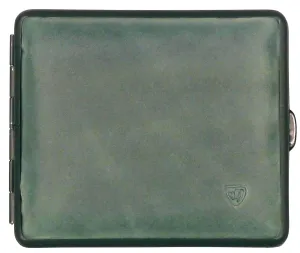 Stadlerweine Cigarette Case 18 Normal Cigarettes (85) / Metal Suede Dark Green / Frame Black / Elastic Band / 2-Sided / Made in Germany
