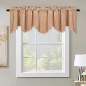 StangH Blush Velvet Valance Curtains - Thermal Insulated Scalloped Rod Pocket Half Window Curtain Tiers Home Decor Wave Drapes for Nursery/Kids Room, Blush Beige, 52 by 18 Inches, 1 Panel