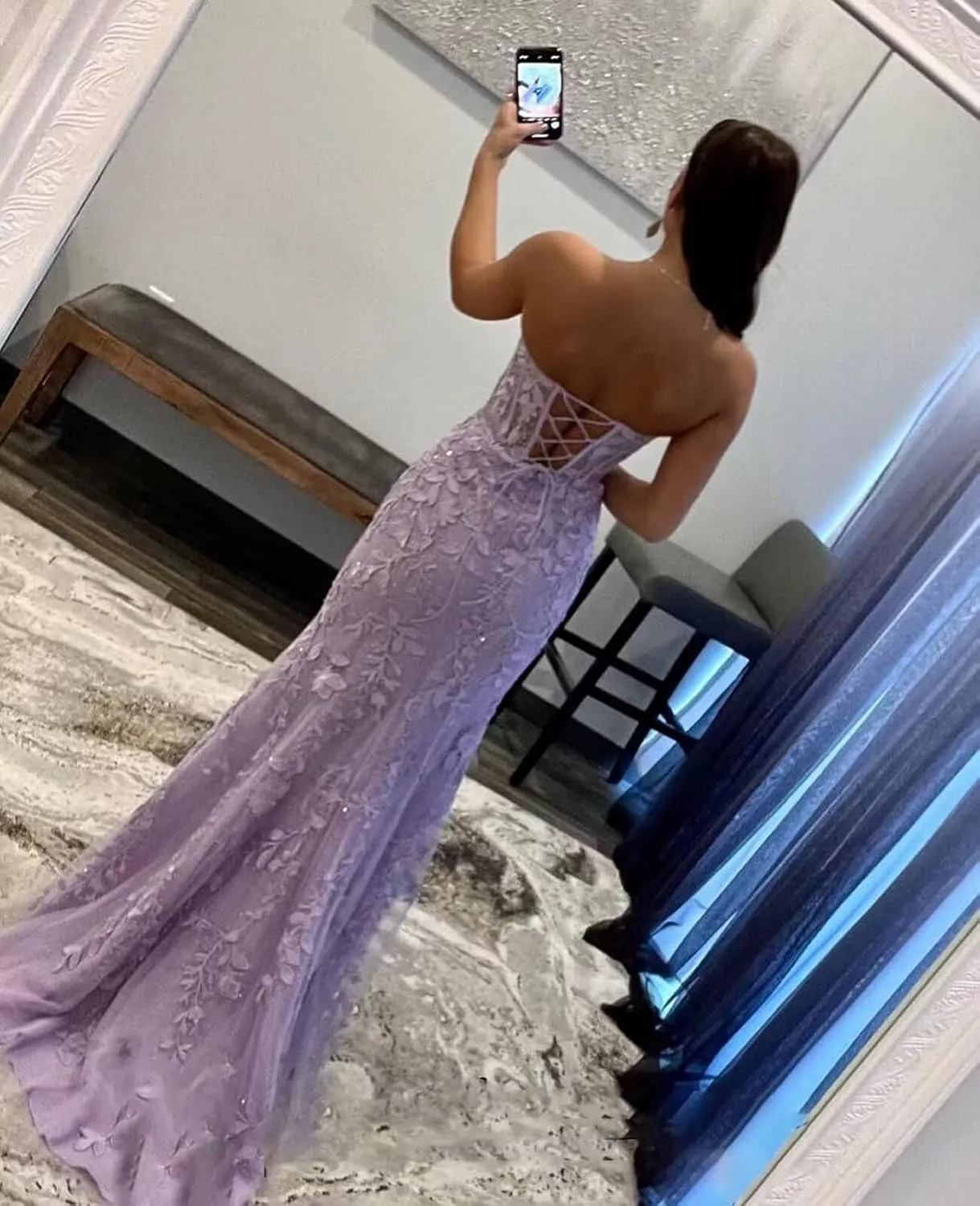 Strapless Lace Applique Mermaid Prom Dresses for Women 2025 Sweetheart Corset Long Evening Party Gowns QA124