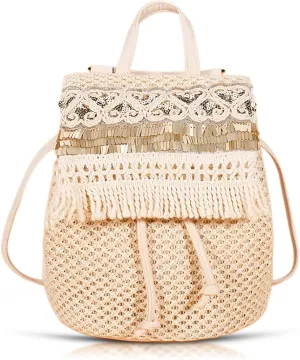 Straw Bag, Shoulder Bag for Women, Bohemian Sequin Handmade Bucket Bag, Multifunctional Shoulder Bag Can Crossbody, Beach Bags Suitable for Travel, Work, Daily Matching