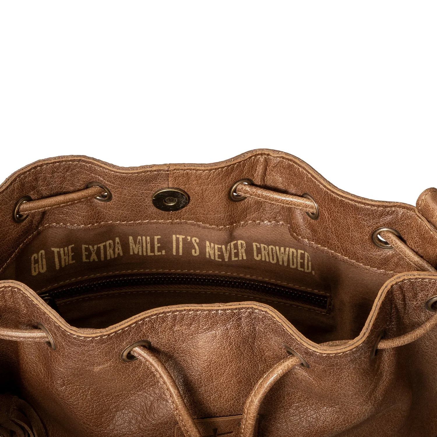 STS Ranchwear Womens Boho Cowgirl Brown/Tan Leather Bucket Bag