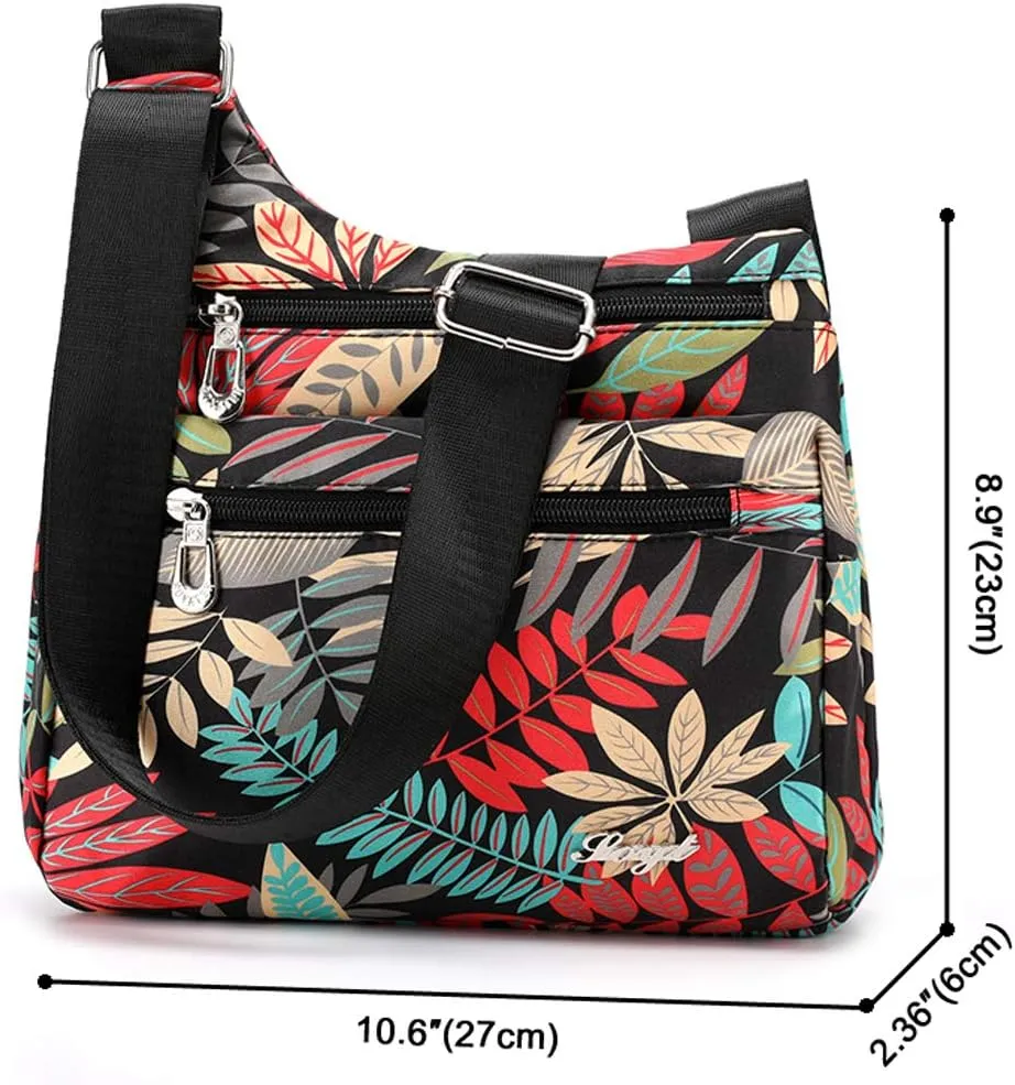 STUOYE Nylon Multi-Pocket Crossbody Purse Bags for Women Travel Shoulder Bag