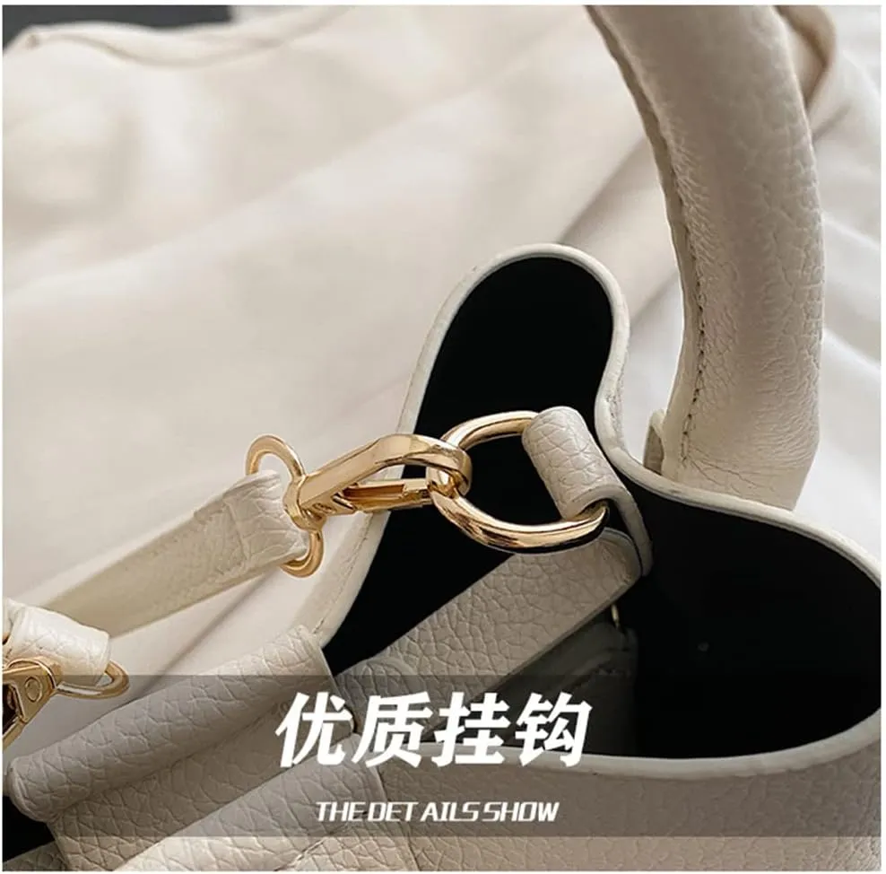 Stylish Soft Leather Crossbody Bucket Bag for Women - Versatile Handbag with Clutch and Top Handle