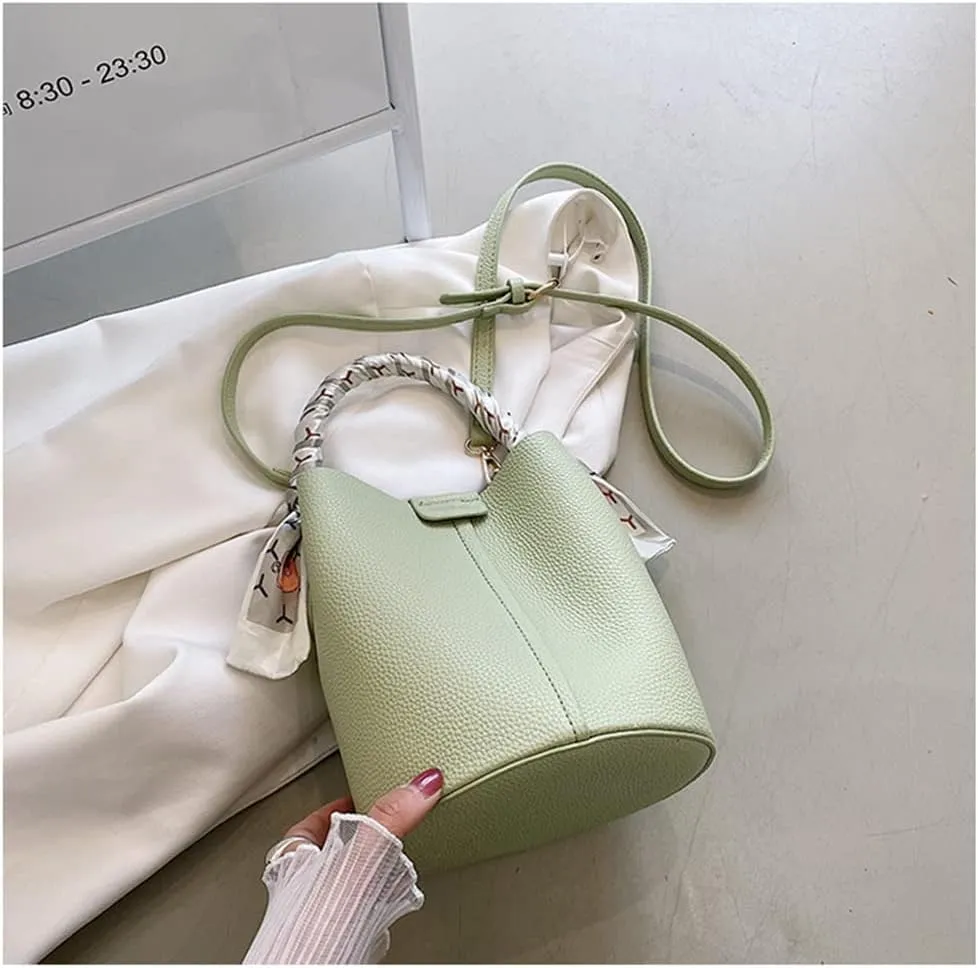 Stylish Soft Leather Crossbody Bucket Bag for Women - Versatile Handbag with Clutch and Top Handle