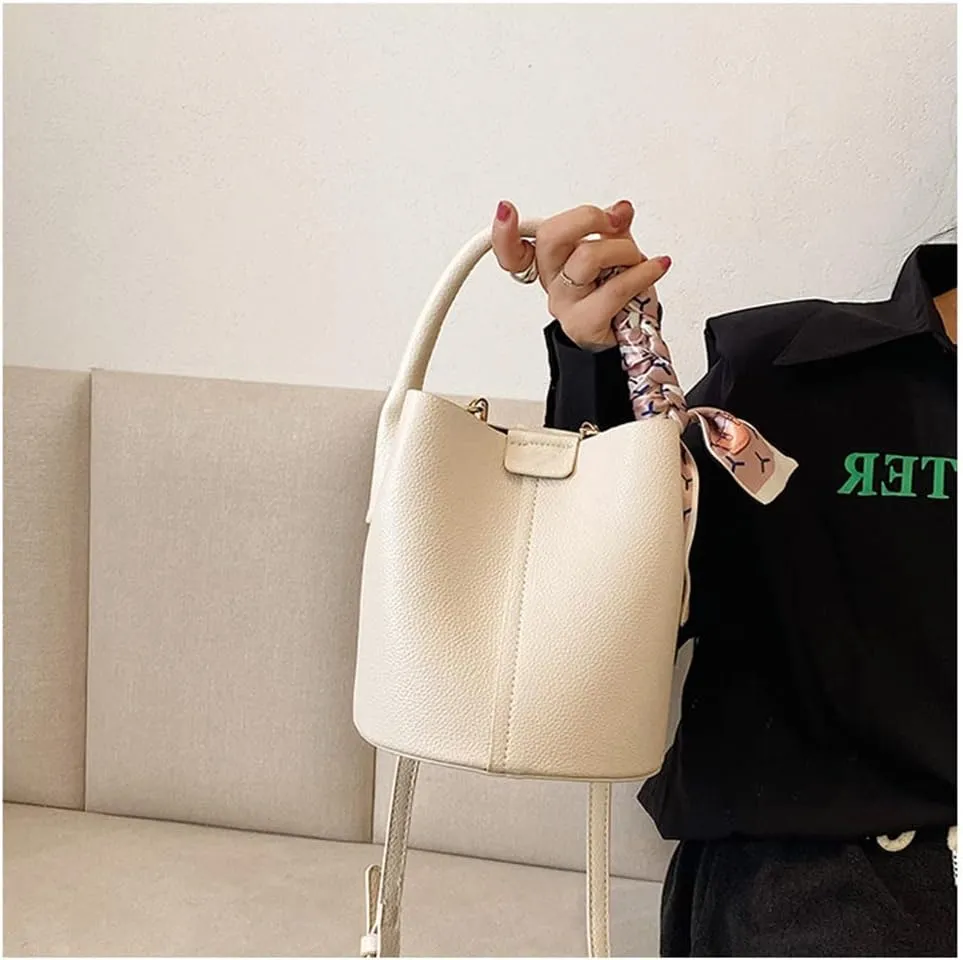 Stylish Soft Leather Crossbody Bucket Bag for Women - Versatile Handbag with Clutch and Top Handle