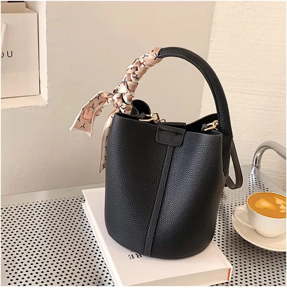 Stylish Soft Leather Crossbody Bucket Bag for Women - Versatile Handbag with Clutch and Top Handle