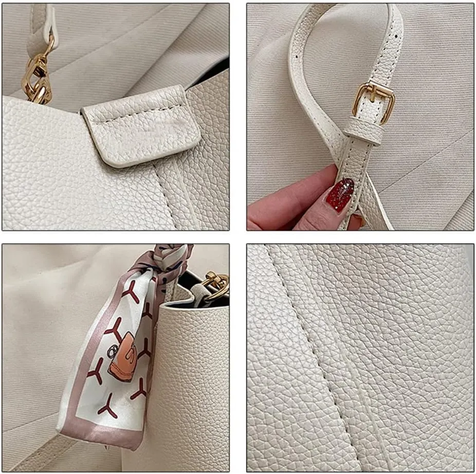Stylish Soft Leather Crossbody Bucket Bag for Women - Versatile Handbag with Clutch and Top Handle
