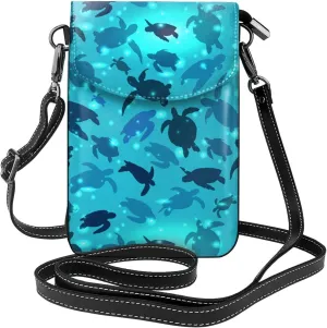 Submarine Sea Turtles Small Crossbody Bags for Women Travel Cell Phone Pouch PU Leather Cross Body Bag Adjustable Shoulder Strap Phone Purses Lightweight Wallet Purse with Credit Card Slots