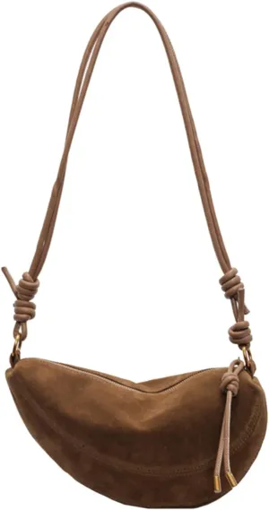 Suede Bags for Women Suede Purses Crescent Bag Crossbody Shoulder Bag Trendy Tote Handbags