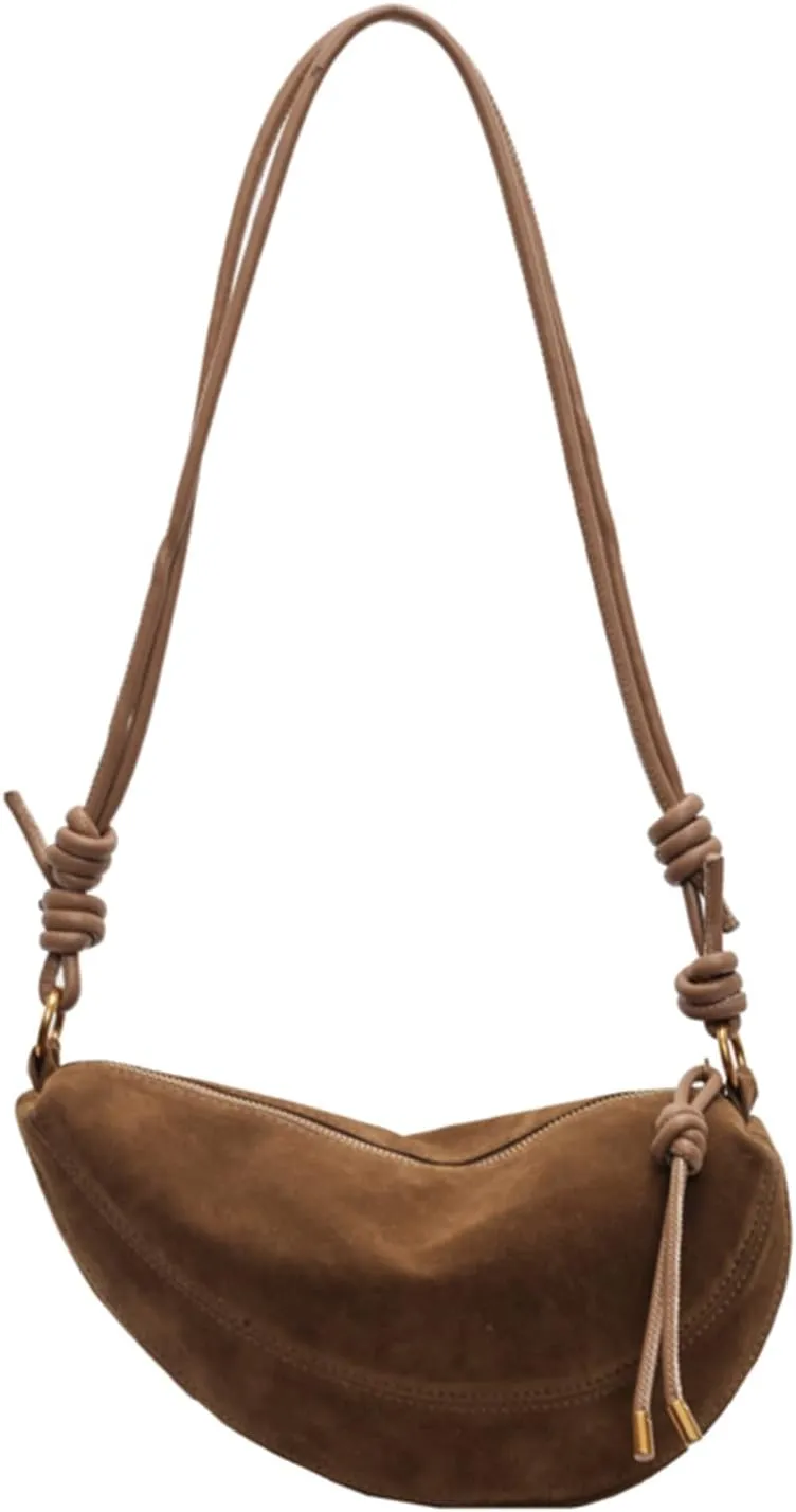 Suede Bags for Women Suede Purses Crescent Bag Crossbody Shoulder Bag Trendy Tote Handbags