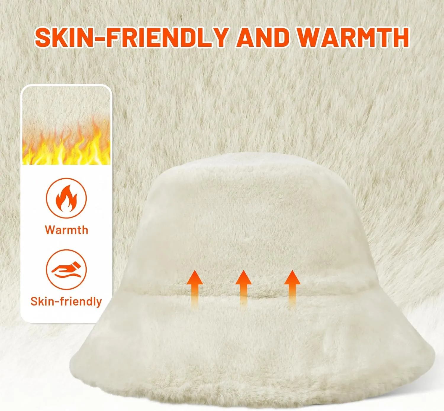 Sukeen Winter Bucket Hat for Women Faux Fur Warm Hat Trendy Reversible Hats Windproof Fluffy Fisherman Cap for Outdoor