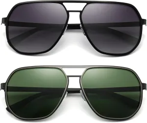 SUNGAIT Aviator Sunglasses for Men and Women, Polarized Trendy Square Sun Glasses Retro Pilot Shades UV Protection