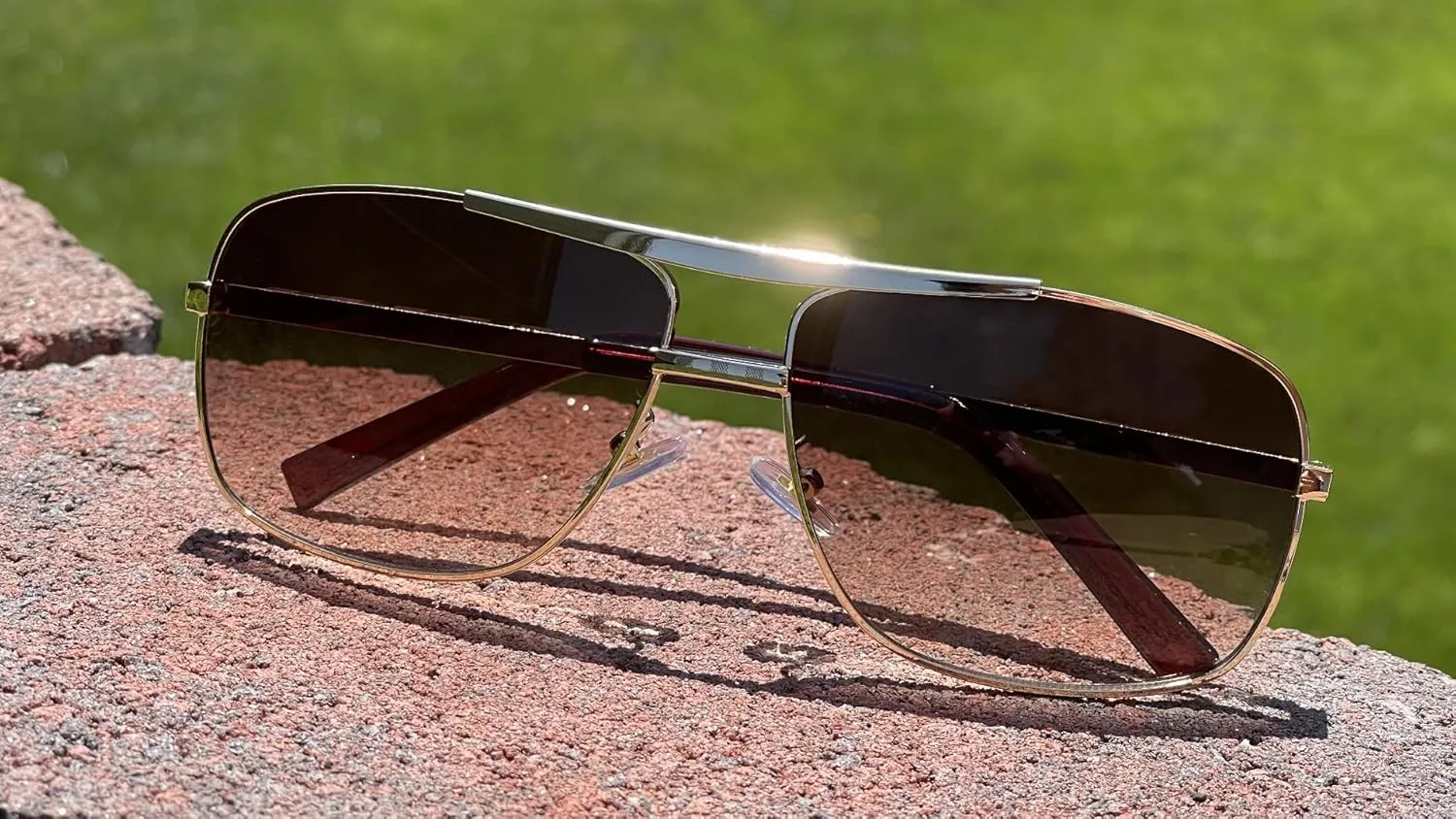 Sunglasses Men's Premium Classic Polarized Square Aviator Durable Metal Frame 100% UV Protection