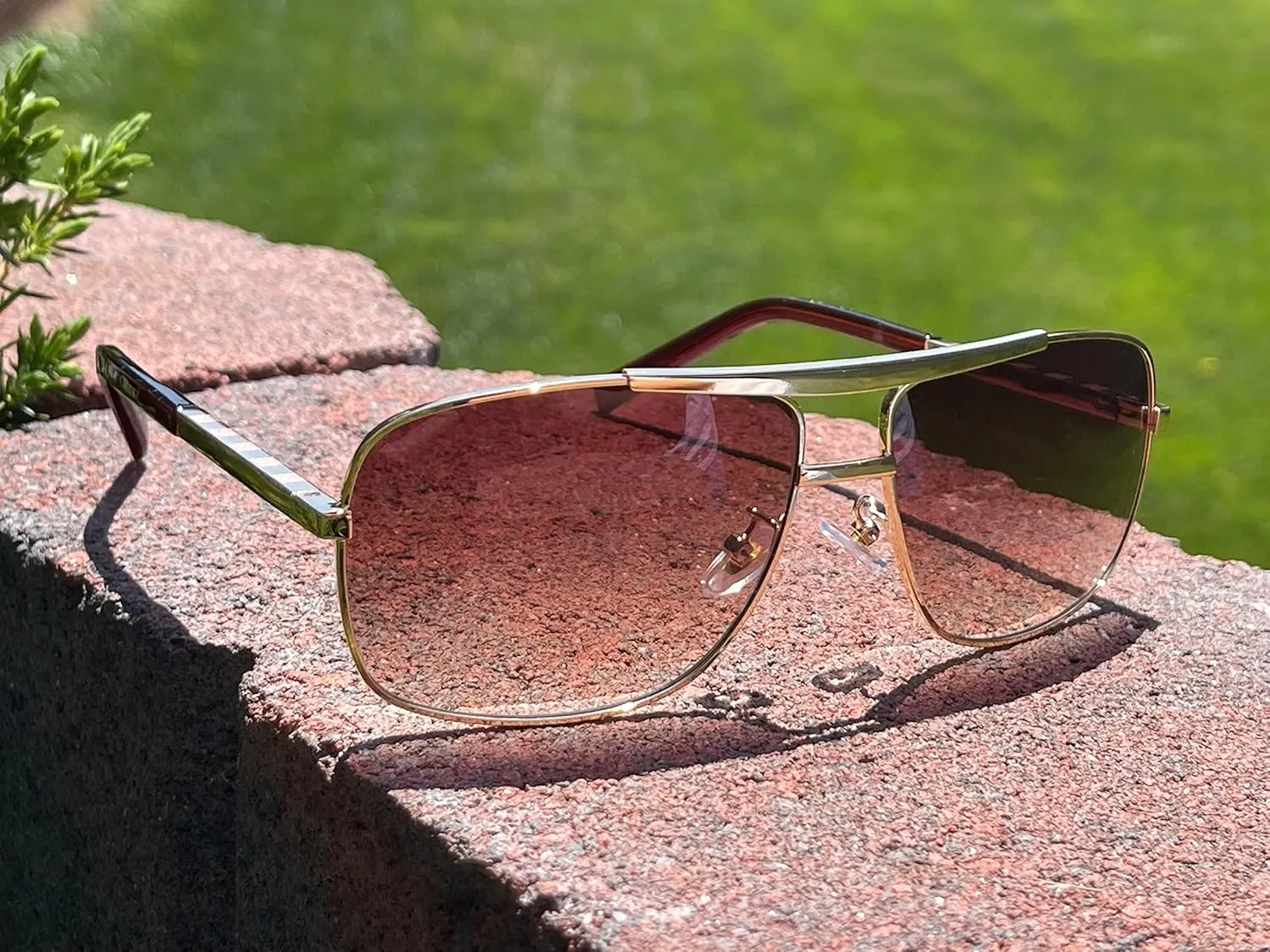 Sunglasses Men's Premium Classic Polarized Square Aviator Durable Metal Frame 100% UV Protection