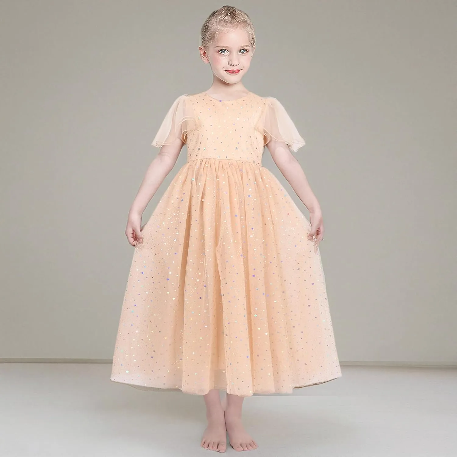Sunny Fashion Flower Girls Dress Lace Hem Wedding First Communion Size 6-14