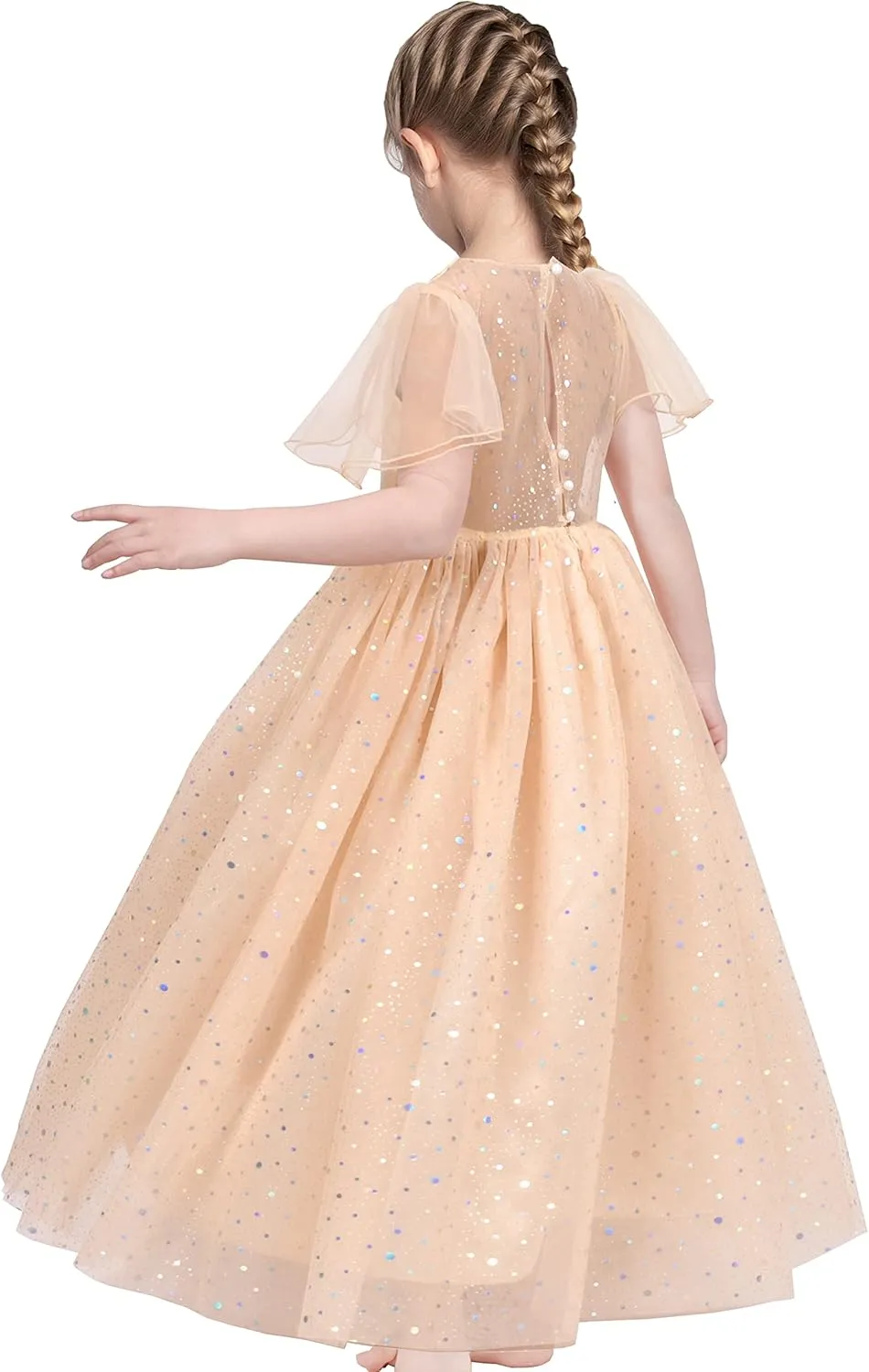 Sunny Fashion Flower Girls Dress Lace Hem Wedding First Communion Size 6-14