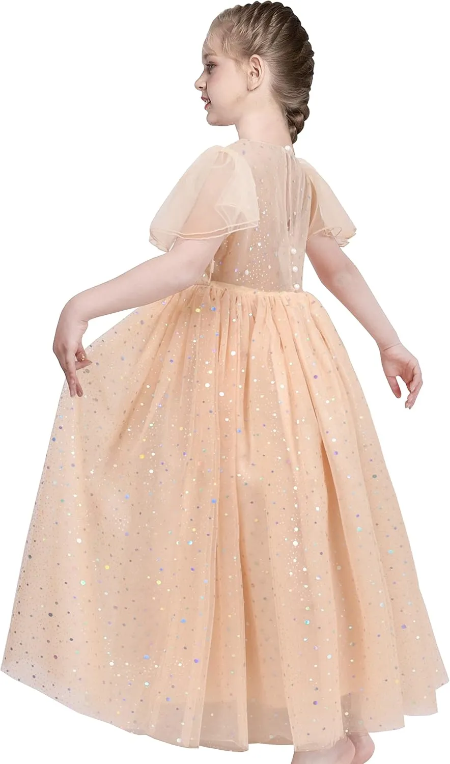 Sunny Fashion Flower Girls Dress Lace Hem Wedding First Communion Size 6-14