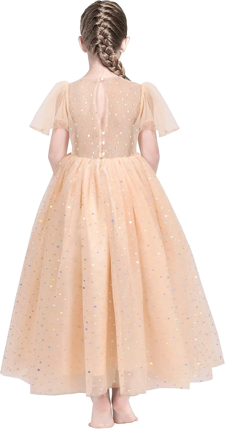 Sunny Fashion Flower Girls Dress Lace Hem Wedding First Communion Size 6-14