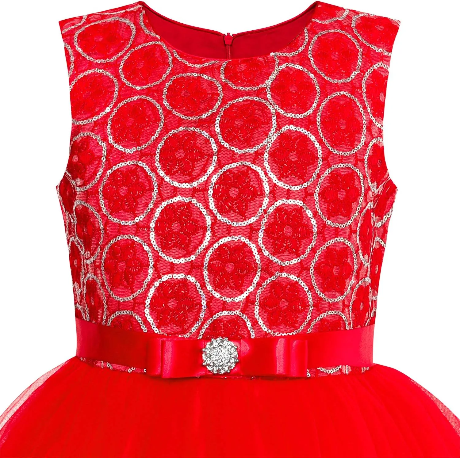 Sunny Fashion Flower Girls Dress Off-White Princess Crown Dress Up Party